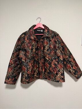 Chico's Vintage Inspired Quilted Floral Brocade Jacket – Size 3